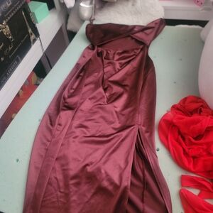 Long Burgandy Windsor Dress with Slit